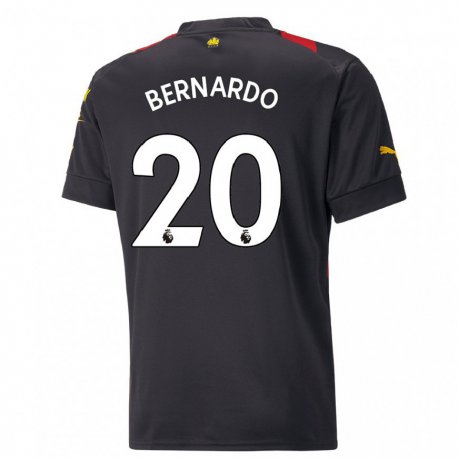 Kandiny Hombre Camiseta Bernardo Silva #20 Negro Rojo 2ª Equipación 2022/23 La Camisa Chile