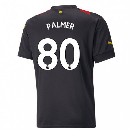 Kandiny Hombre Camiseta Cole Palmer #80 Negro Rojo 2ª Equipación 2022/23 La Camisa Chile