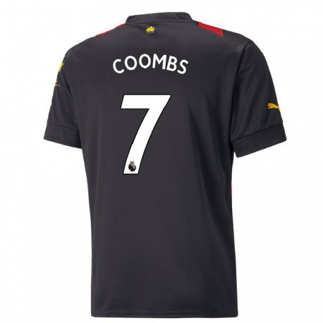 Kandiny Hombre Camiseta Laura Coombs #7 Negro Rojo 2ª Equipación 2022/23 La Camisa Chile