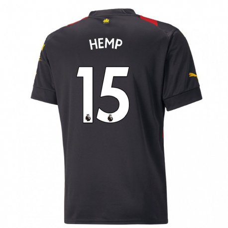 Kandiny Hombre Camiseta Lauren Hemp #15 Negro Rojo 2ª Equipación 2022/23 La Camisa Chile
