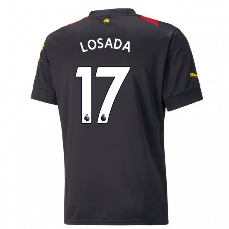 Kandiny Hombre Camiseta Vicky Losada #17 Negro Rojo 2ª Equipación 2022/23 La Camisa Chile