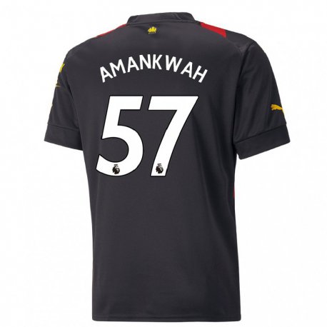 Kandiny Hombre Camiseta Yeboah Amankwah #57 Negro Rojo 2ª Equipación 2022/23 La Camisa Chile