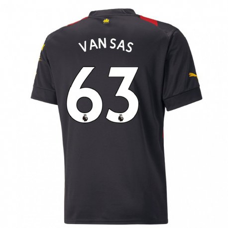 Kandiny Hombre Camiseta Mikki Van Sas #63 Negro Rojo 2ª Equipación 2022/23 La Camisa Chile