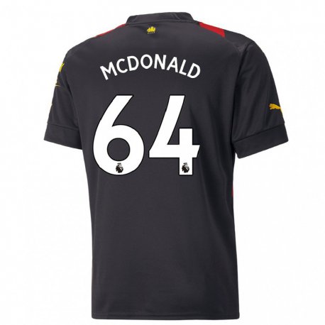 Kandiny Hombre Camiseta Rowan Mcdonald #64 Negro Rojo 2ª Equipación 2022/23 La Camisa Chile