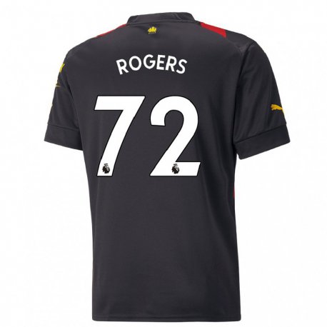 Kandiny Hombre Camiseta Morgan Rogers #72 Negro Rojo 2ª Equipación 2022/23 La Camisa Chile