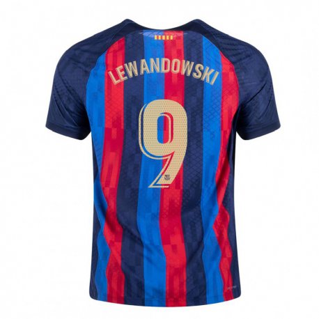 Kandiny Mujer Camiseta Robert Lewandowski #9 Azul Escarlata 1ª Equipación 2022/23 La Camisa Chile