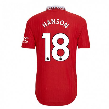 Kandiny Mujer Camiseta Kirsty Hanson #18 Rojo 1ª Equipación 2022/23 La Camisa Chile