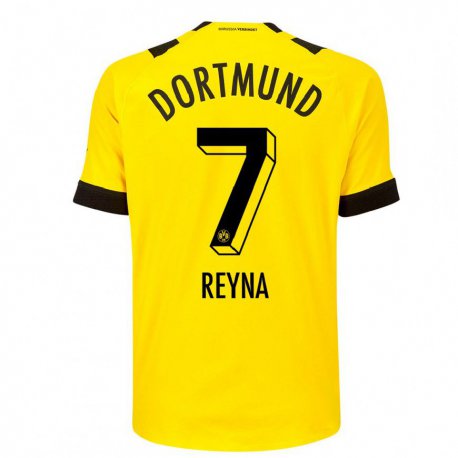 Kandiny Mujer Camiseta Giovanni Reyna #7 Amarillo 1ª Equipación 2022/23 La Camisa Chile