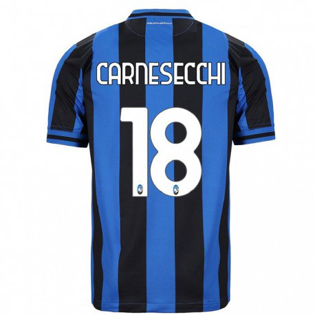 Kandiny Mujer Camiseta Marco Carnesecchi #18 Azul Negro 1ª Equipación 2022/23 La Camisa Chile