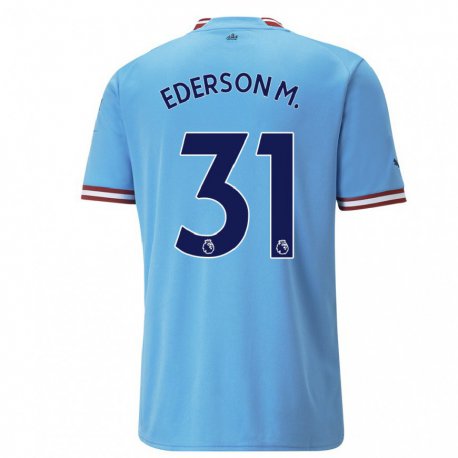 Kandiny Mujer Camiseta Ederson Moraes #31 Azul Rojo 1ª Equipación 2022/23 La Camisa Chile