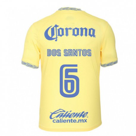 Kandiny Mujer Camiseta Jonathan Dos Santos #6 Limon Amarillo 1ª Equipación 2022/23 La Camisa Chile