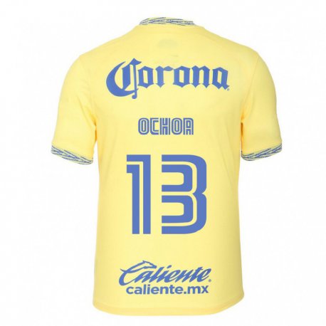 Kandiny Mujer Camiseta Guillermo Ochoa #13 Limon Amarillo 1ª Equipación 2022/23 La Camisa Chile