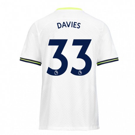 Kandiny Mujer Camiseta Ben Davies #33 Blanco Verde 1ª Equipación 2022/23 La Camisa Chile