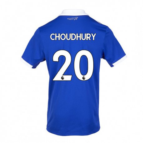Kandiny Mujer Camiseta Hamza Choudhury #20 Azul Blanco 1ª Equipación 2022/23 La Camisa Chile