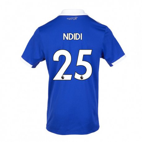 Kandiny Mujer Camiseta Wilfred Ndidi #25 Azul Blanco 1ª Equipación 2022/23 La Camisa Chile