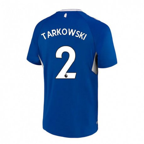 Kandiny Mujer Camiseta James Tarkowski #2 Azul Oscuro Blanco 1ª Equipación 2022/23 La Camisa Chile