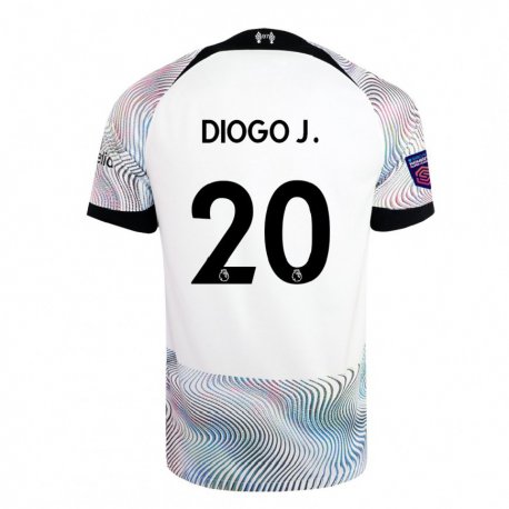 Kandiny Mujer Camiseta Diogo Jota #20 Blanco Colorido 2ª Equipación 2022/23 La Camisa Chile