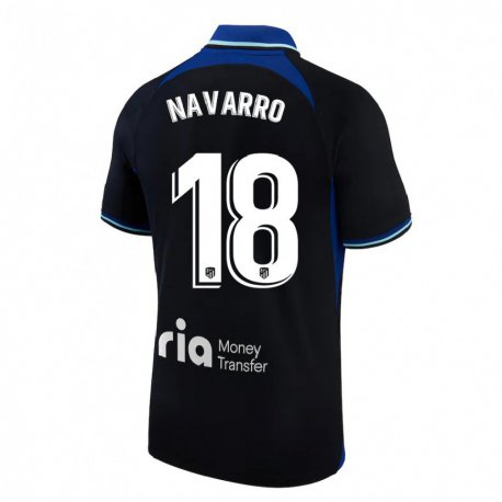 Kandiny Mujer Camiseta Eva Navarro #18 Negro Blanco Azul 2ª Equipación 2022/23 La Camisa Chile