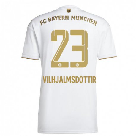 Kandiny Mujer Camiseta Karolina Lea Vilhjalmsdottir #23 Oro Blanco 2ª Equipación 2022/23 La Camisa Chile