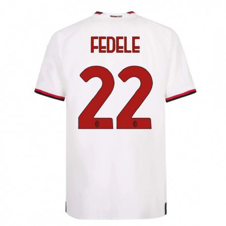 Kandiny Mujer Camiseta Noemi Fedele #22 Blanco Rojo 2ª Equipación 2022/23 La Camisa Chile