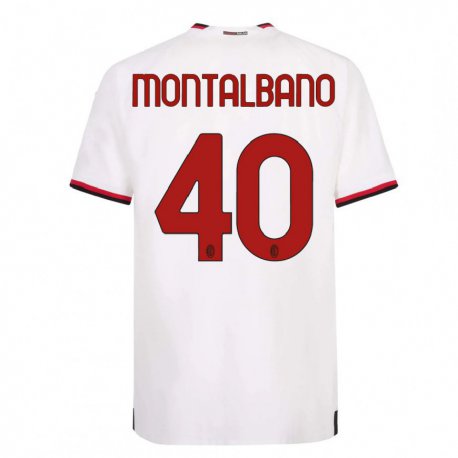Kandiny Mujer Camiseta Nicolo Montalbano #40 Blanco Rojo 2ª Equipación 2022/23 La Camisa Chile