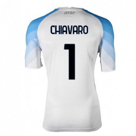 Kandiny Mujer Camiseta Kelly Chiavaro #1 Blanco Cielo Azul 2ª Equipación 2022/23 La Camisa Chile