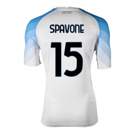 Kandiny Mujer Camiseta Alessandro Spavone #15 Blanco Cielo Azul 2ª Equipación 2022/23 La Camisa Chile