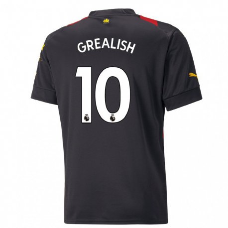 Kandiny Mujer Camiseta Jack Grealish #10 Negro Rojo 2ª Equipación 2022/23 La Camisa Chile