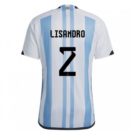 Kandiny Niño Camiseta Argentina Lisandro Martinez #2 Blanco Cielo Azul 1ª Equipación 22-24 La Camisa Chile