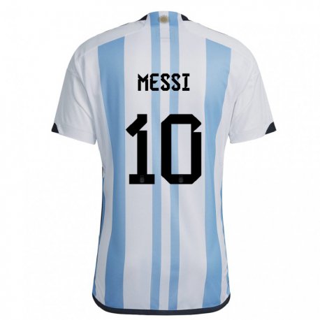 Kandiny Niño Camiseta Argentina Lionel Messi #10 Blanco Cielo Azul 1ª Equipación 22-24 La Camisa Chile