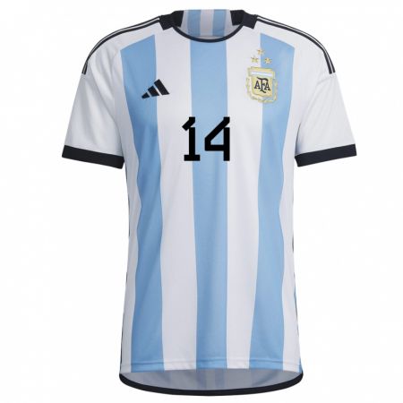 Kandiny Niño Camiseta Argentina Enzo Fernandez #14 Blanco Cielo Azul 1ª Equipación 22-24 La Camisa Chile
