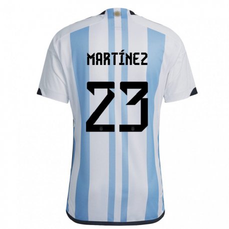 Kandiny Niño Camiseta Argentina Emiliano Martinez #23 Blanco Cielo Azul 1ª Equipación 22-24 La Camisa Chile