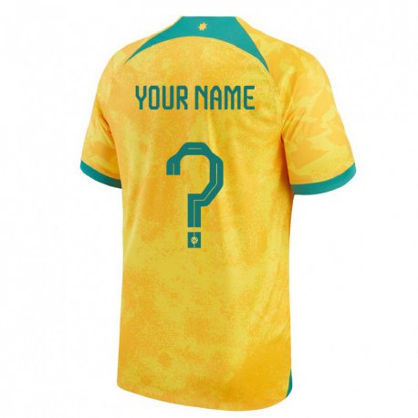 Kandiny Niño Camiseta Australia Su Nombre #0 Dorado 1ª Equipación 22-24 La Camisa Chile