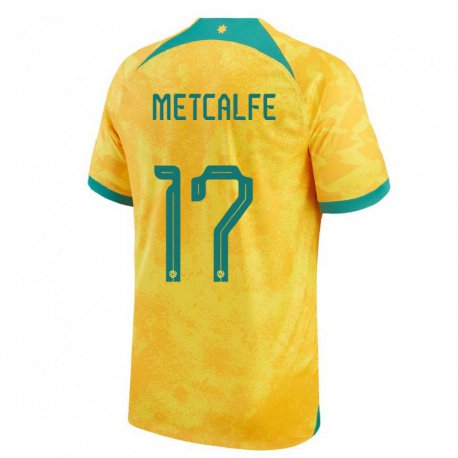 Kandiny Niño Camiseta Australia Connor Metcalfe #17 Dorado 1ª Equipación 22-24 La Camisa Chile