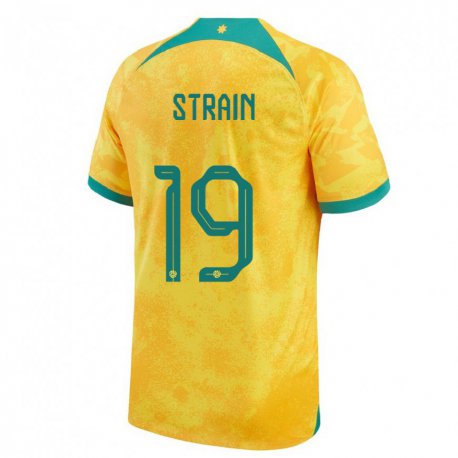 Kandiny Niño Camiseta Australia Ryan Strain #19 Dorado 1ª Equipación 22-24 La Camisa Chile