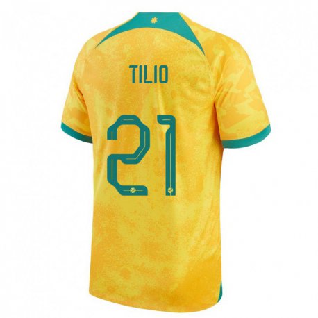 Kandiny Niño Camiseta Australia Marco Tilio #21 Dorado 1ª Equipación 22-24 La Camisa Chile