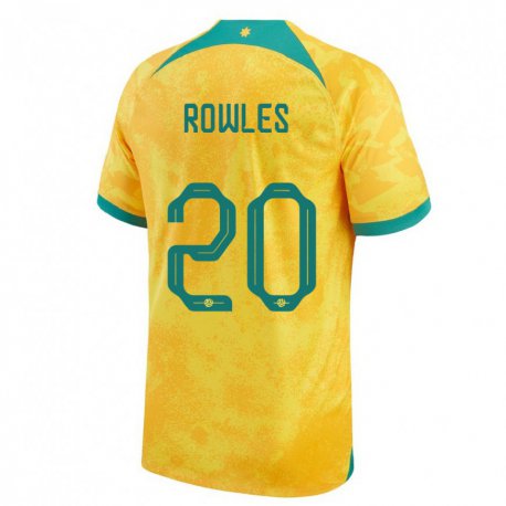 Kandiny Niño Camiseta Australia Kye Rowles #20 Dorado 1ª Equipación 22-24 La Camisa Chile