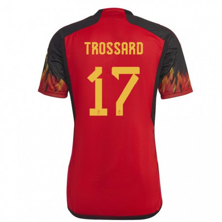 Kandiny Niño Camiseta Bélgica Leandro Trossard #17 Rojo 1ª Equipación 22-24 La Camisa Chile