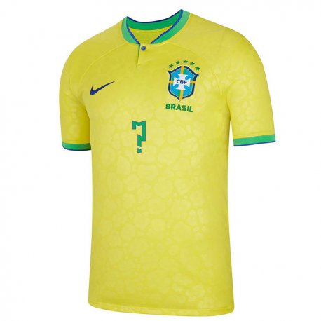 Kandiny Niño Camiseta Brasil Su Nombre #0 Amarillo 1ª Equipación 22-24 La Camisa Chile