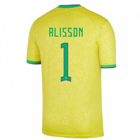 Kandiny Niño Camiseta Brasil Alisson #1 Amarillo 1ª Equipación 22-24 La Camisa Chile