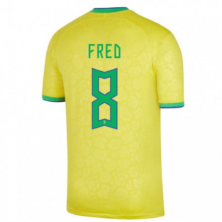 Kandiny Niño Camiseta Brasil Fred #8 Amarillo 1ª Equipación 22-24 La Camisa Chile