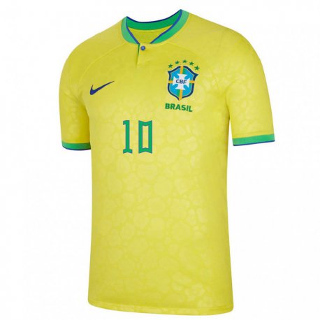 Kandiny Niño Camiseta Brasil Neymar #10 Amarillo 1ª Equipación 22-24 La Camisa Chile