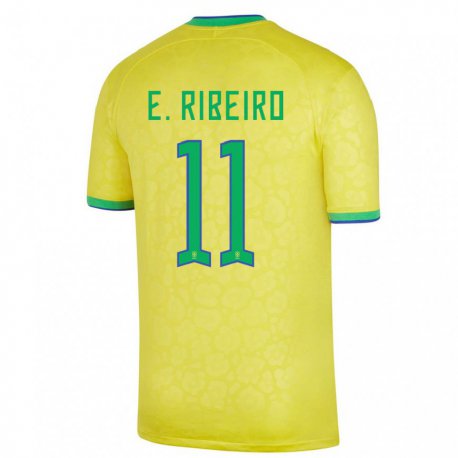 Kandiny Niño Camiseta Brasil Everton Ribeiro #11 Amarillo 1ª Equipación 22-24 La Camisa Chile