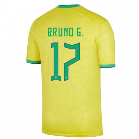 Kandiny Niño Camiseta Brasil Bruno Guimaraes #17 Amarillo 1ª Equipación 22-24 La Camisa Chile