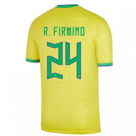 Kandiny Niño Camiseta Brasil Roberto Firmino #24 Amarillo 1ª Equipación 22-24 La Camisa Chile