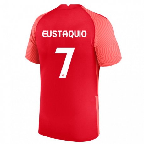 Kandiny Niño Camiseta Canadá Stephen Eustaquio #7 Rojo 1ª Equipación 22-24 La Camisa Chile