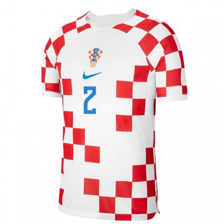 Kandiny Niño Camiseta Croacia Josip Stanisic #2 Rojo Blanco 1ª Equipación 22-24 La Camisa Chile