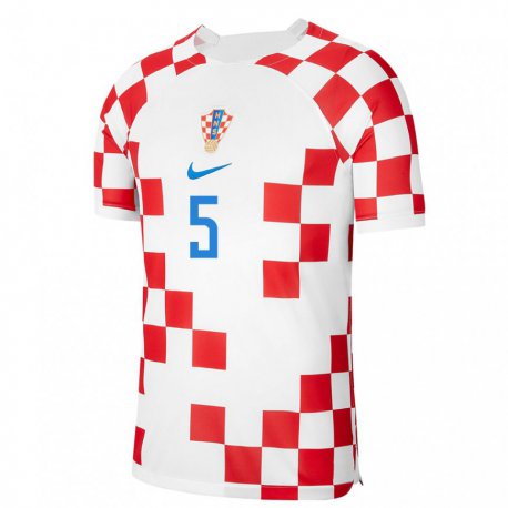 Kandiny Niño Camiseta Croacia Duje Caleta Car #5 Rojo Blanco 1ª Equipación 22-24 La Camisa Chile