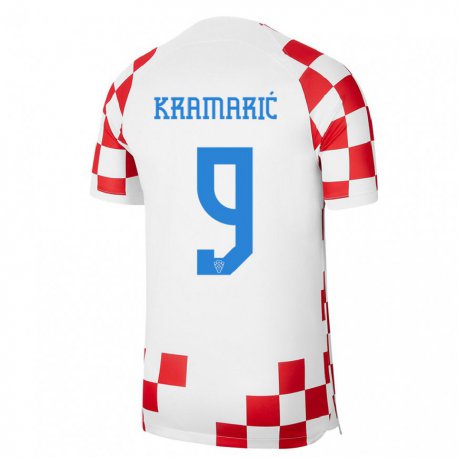Kandiny Niño Camiseta Croacia Andrej Kramaric #9 Rojo Blanco 1ª Equipación 22-24 La Camisa Chile