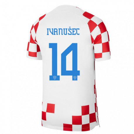 Kandiny Niño Camiseta Croacia Luka Ivanusec #14 Rojo Blanco 1ª Equipación 22-24 La Camisa Chile
